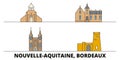 France, Bordeaux flat landmarks vector illustration. France, Bordeaux line city with famous travel sights, skyline