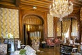 Luxurious golden baroque interior in Chateau de Mirambeau.