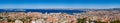 Marseille harbor. Panoramic summer view on Marseille rooftops with Vieux Port and the Mediteranean Sea. France Royalty Free Stock Photo