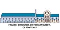 France, Burgundy, Cistercian Abbey , Of Fontenay travel landmark vector illustration