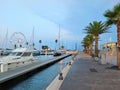 France Canet-en-Roussillon Walk on the port in the evening Royalty Free Stock Photo