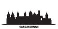 France, Carcassonne Landmark city skyline isolated vector illustration. France, Carcassonne Landmark travel black