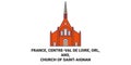 France, Centreval De Loire, Orl, Ans,Church Of Saintaignan travel landmark vector illustration Royalty Free Stock Photo