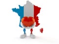 France character holding heart