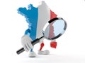 France character looking through magnifying glass