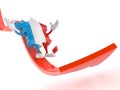 France character sliding on red arrow