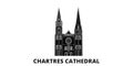 France, Chartres Cathedral Landmark flat travel skyline set. France, Chartres Cathedral Landmark black city vector