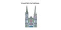 France, Chartres Cathedral Landmark tourism landmarks, vector city travel illustration