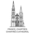 France, Chartres, Chartres Cathedral travel landmark vector illustration