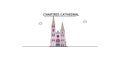 France, Chartres tourism landmarks, vector city travel illustration