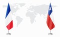 France and Chile flags for official meeting