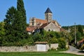 France, church and village of Vetheuil in Val d Oise