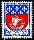 French Used Postage Stamp showing Paris Coat of Arms