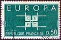 FRANCE - CIRCA 1963: A stamp printed in France from the `Europa` issue shows Co-operation theme, circa 1963.