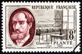FRANCE - CIRCA 1957: A stamp printed in France from the `French Inventors` issue shows Gaston Plante and Accumulators, circa 1957 Royalty Free Stock Photo