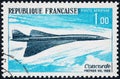 A stamp printed in Hungary shows First flight of the concorde