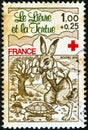 FRANCE - CIRCA 1978: A stamp printed in France shows `The Hare and the Tortoise`, circa 1978.