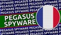 France Circular Flag with Pegasus Spyware Titles Illustration