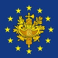 France coat of arms on the European Union flag Royalty Free Stock Photo