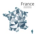 France communication network map. Vector low poly image of a global map with lights in the form of cities