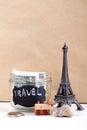 France concept with Eiffel Tower souvenir.