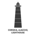 France, Corsica, Ajaccio, Lighthouse travel landmark vector illustration