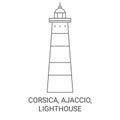 France, Corsica, Ajaccio, Lighthouse travel landmark vector illustration