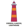 France, Corsica, Ajaccio, Lighthouse travel landmark vector illustration