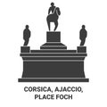 France, Corsica, Ajaccio, Place Foch travel landmark vector illustration