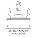 France, Corsica, Ajaccio, Place Foch travel landmark vector illustration Royalty Free Stock Photo