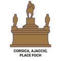 France, Corsica, Ajaccio, Place Foch travel landmark vector illustration Royalty Free Stock Photo