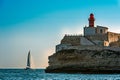 France. Corsica. Bonifacio. Madonetta lighthouse at the exit of the port