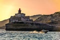 France. Corsica. Bonifacio. Madonetta lighthouse at the exit of the port