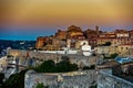 France. Corsica. Bonifacio. The old town and the walls at sunset