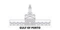 France, Corsica, Gulf Of Porto line travel skyline set. France, Corsica, Gulf Of Porto outline city vector illustration