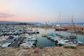 France, Cote d`Azur. Antibes, view of the old port, sunset