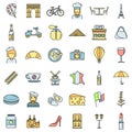 France country icons set vector color Royalty Free Stock Photo