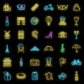 France country icons set vector neon Royalty Free Stock Photo