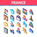 France Country Travel Isometric Icons Set Vector Royalty Free Stock Photo