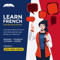 Online French Language Course Webinar Poster Design Royalty Free Stock Photo
