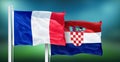 France - Croatia, FINAL of soccer World Cup, Russia 2018 National Flags Royalty Free Stock Photo