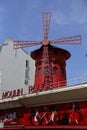 FRANCE-CULTURE-ENTERTAINMENT-MOULIN - ROUGE shows RED WINDMILL, Montmartre Paris - August 2015 Royalty Free Stock Photo