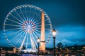 FRANCE - DECEMBER 14:  Illuminated Ferris wheel at the Place de la Concorde, DECEMBER 14, 2017 in Paris, France Royalty Free Stock Photo