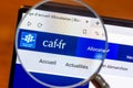 France: detail of the \'caf.fr\' website of the Caisse d\'Allocations Familiales (CAF)