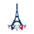 France eiffel tower and banner pennant vector design Royalty Free Stock Photo