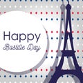 France eiffel tower and circle of happy bastille day vector design Royalty Free Stock Photo