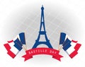 France eiffel tower with flags of happy bastille day vector design Royalty Free Stock Photo