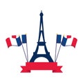 France eiffel tower with flags and ribbon vector design Royalty Free Stock Photo