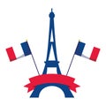 France eiffel tower with flags and ribbon vector design Royalty Free Stock Photo