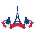 France eiffel tower with flags and ribbon vector design Royalty Free Stock Photo